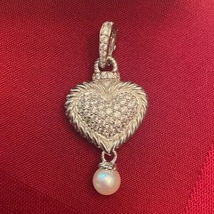 Judith Ripka Sterling Silver Pave' Heart pendant